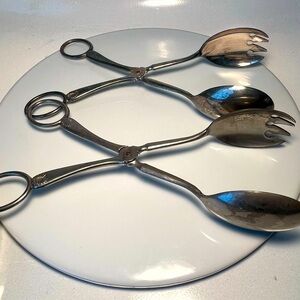 Elegant Silver Salad Tongs